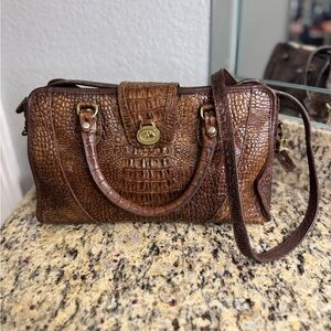 Brahmin Fairhaven Mass USA Croc Elegant Brown Leather Vintage Handbag